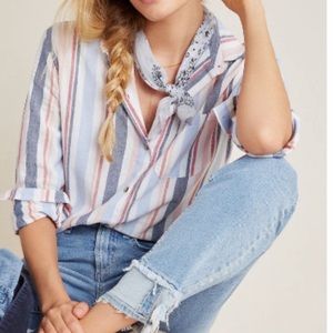 Anthropologie Multicolor Striped Button Down Shirt